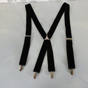 Suspender Mens Black Clip On Button Adjustable Strap Work Non Stretch X Back